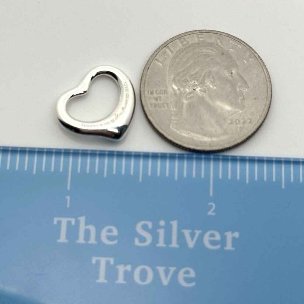 Tiffany Elsa Peretti Mini Small Open Heart Pendant Charm in Sterling Silver - Picture 6 of 7
